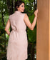 Pink Over Sleeved Linen Collared Mini Dress
